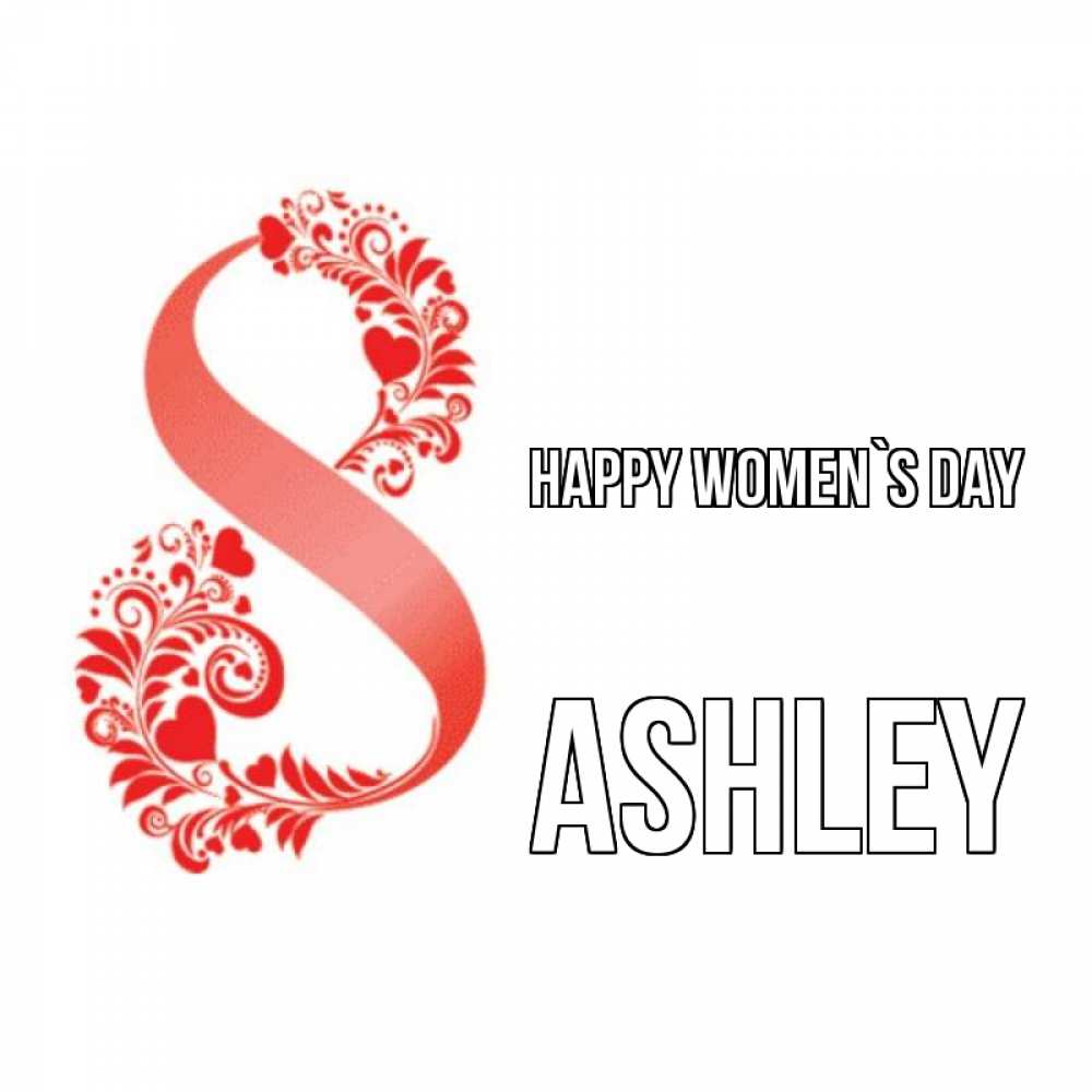 Greetings card с именем, Ashley happy women`s day восьмерка из сердечек и листьев Greetings with text for free download 